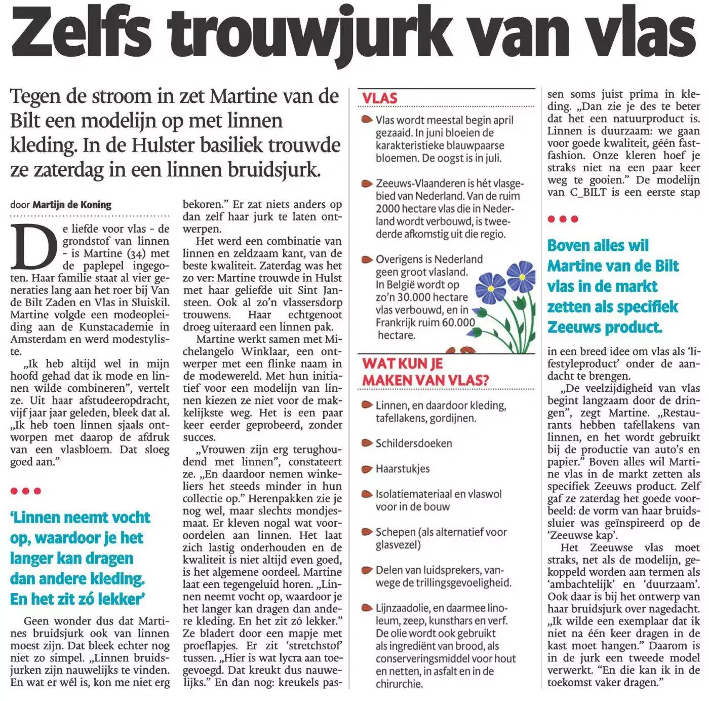 Zelfs trouwjurk van vlas - PZC