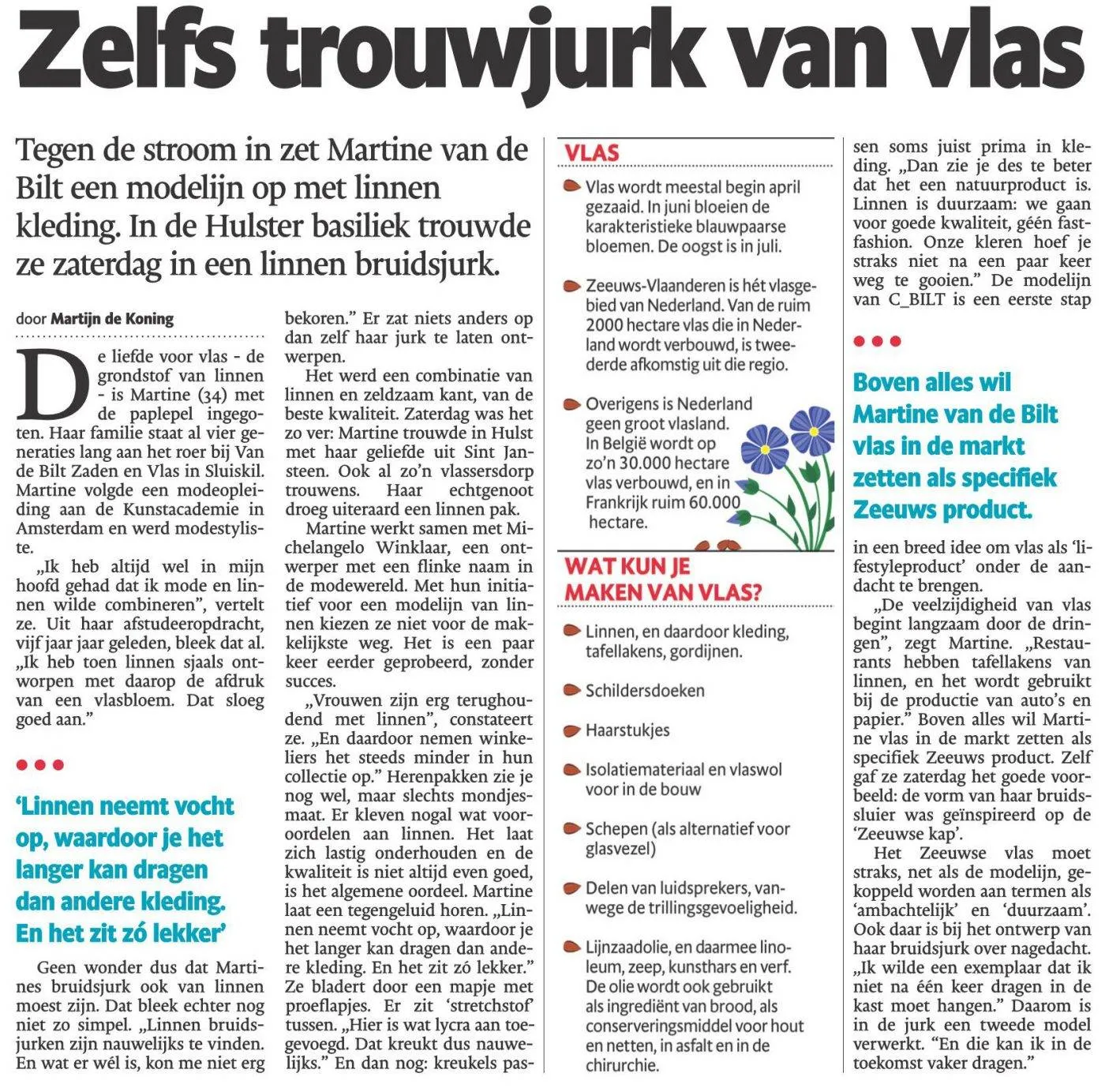 Zelfs trouwjurk van vlas - PZC